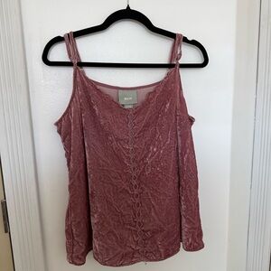 Anthropologie Maeve Dusty Rose Crushed Velvet Blouse SIZE XL